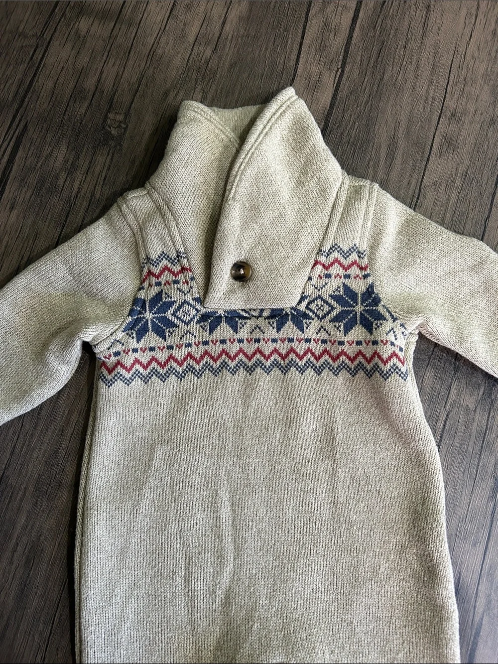 Old Navy Unisex Shall Collar Knit One-Piece with Nordic Pattern size 3-6 months